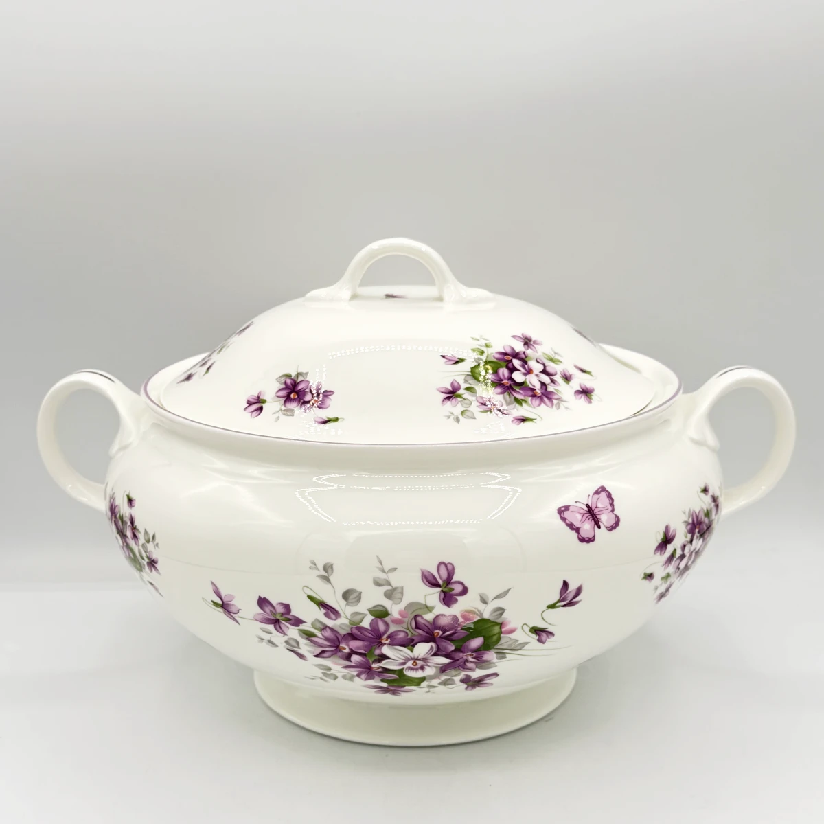 aynsley english violets soup tureen in fine bone china