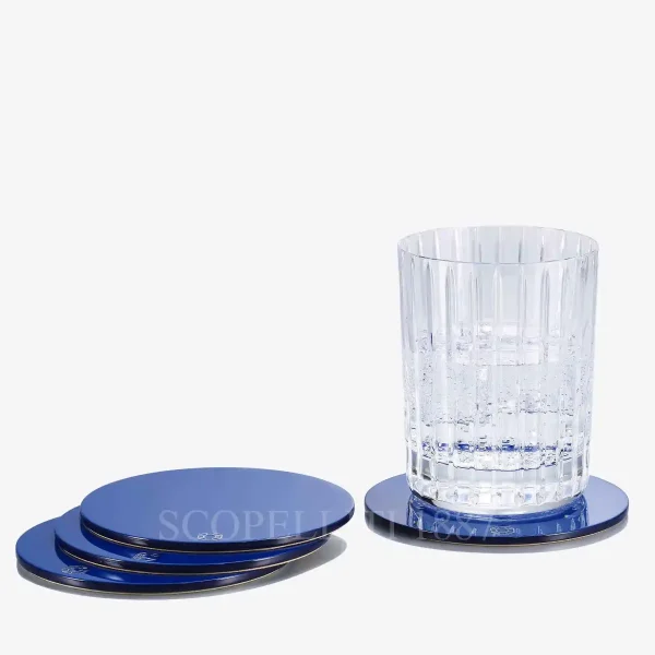 set of 4 baccarat octogone coaster blue