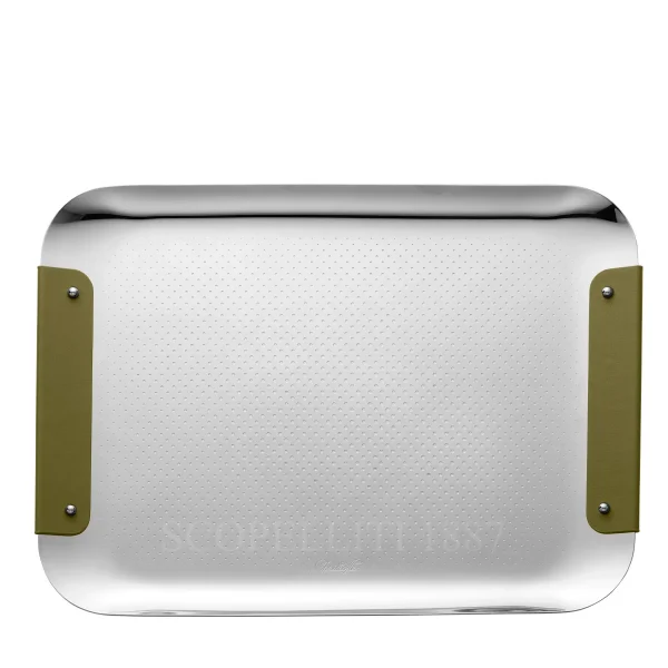 christofle cub tray imperial green 32x23 cm stainless steel