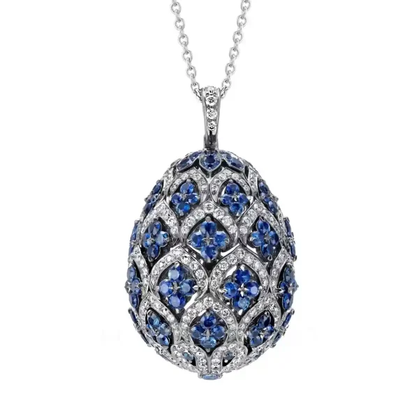 fabergé zenya blue sapphire egg pendant