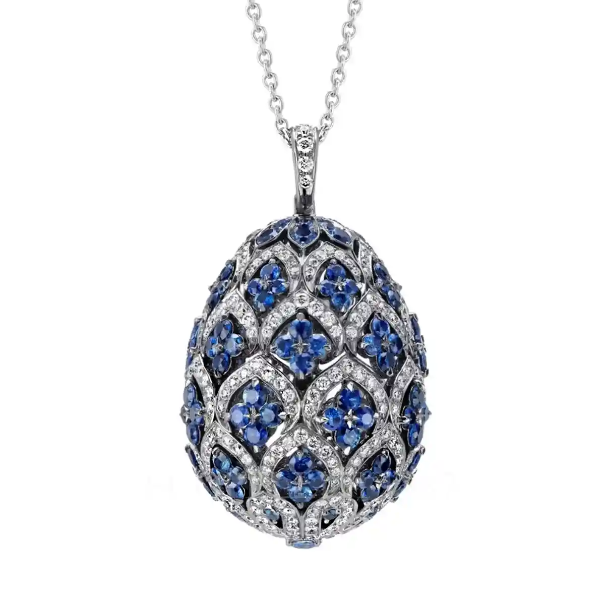 fabergé zenya blue sapphire egg pendant