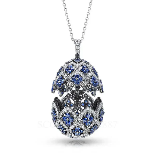 fabergé zenya blue sapphire egg pendant
