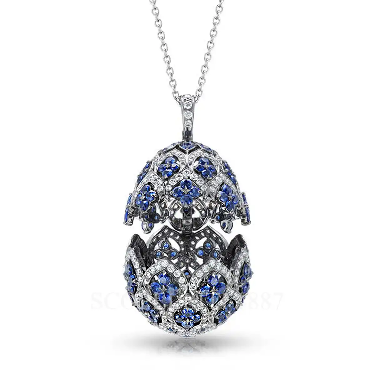 fabergé zenya blue sapphire egg pendant