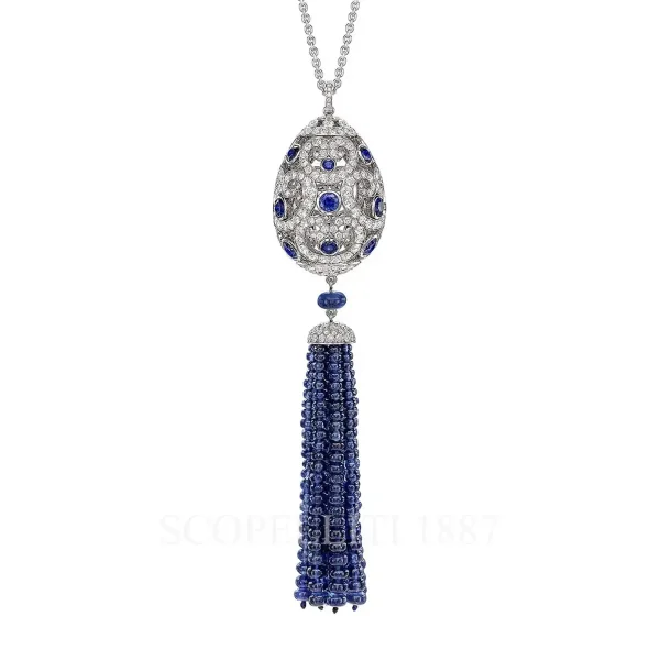 fabergé imperial blue sapphire tassel egg pendant