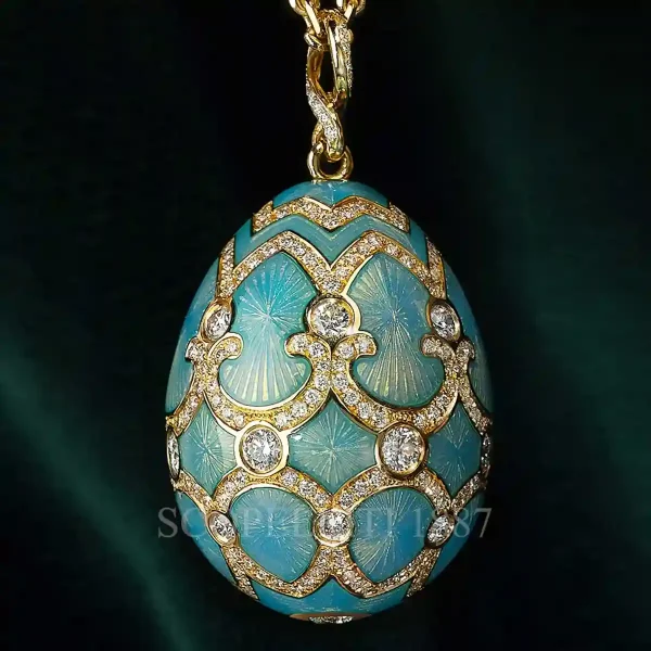 faberge heritage large egg pendant turquoise with diamonds