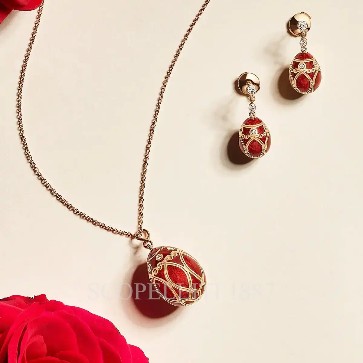 faberge heritage palais egg pendant red