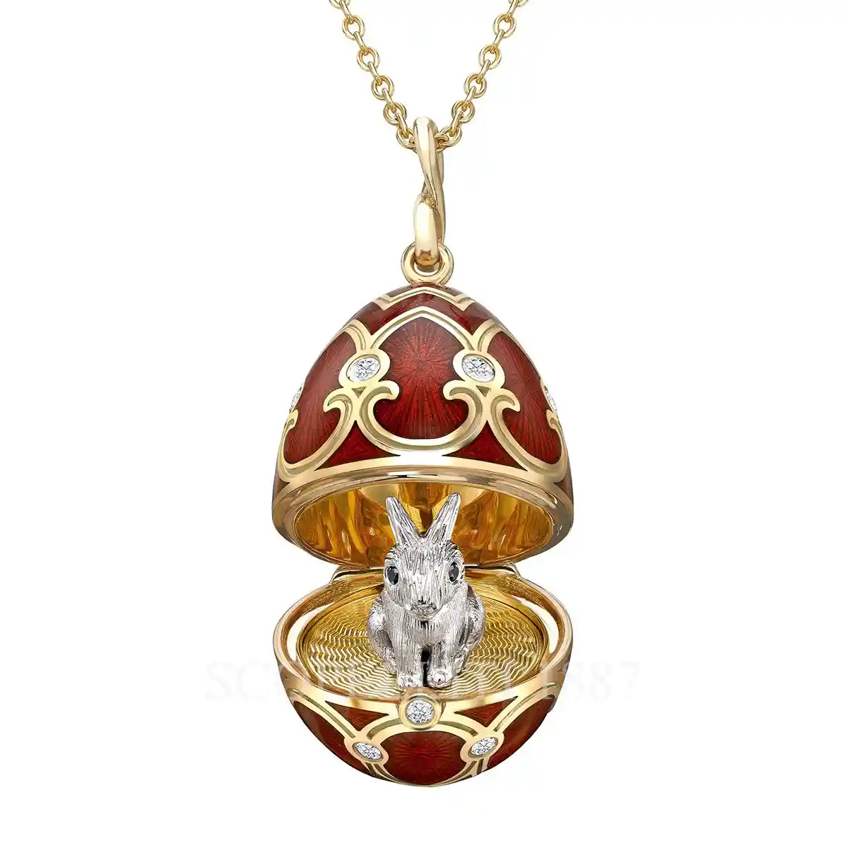 faberge egg pendant chinese zodiac rabbit