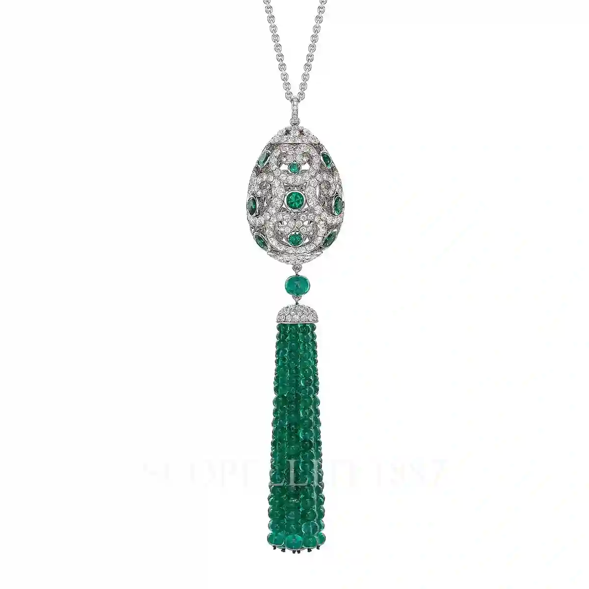 fabergé imperial emerald tassel egg pendant