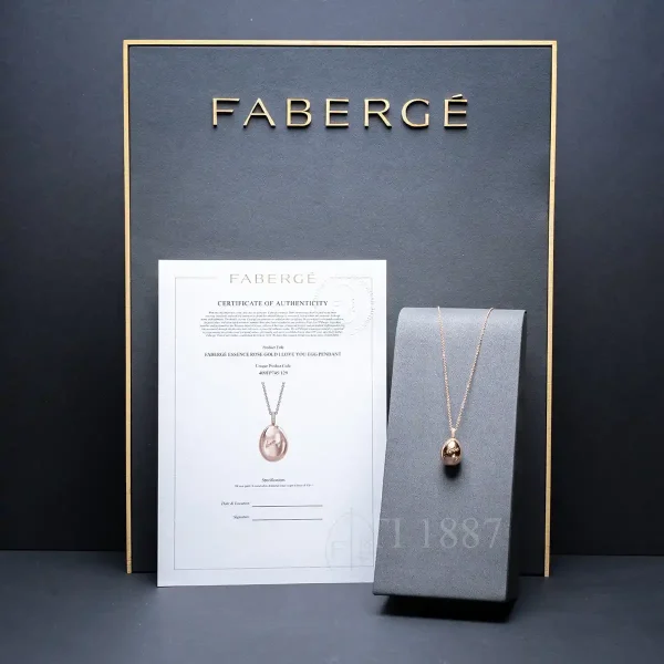 faberge i love you rose gold egg pendant