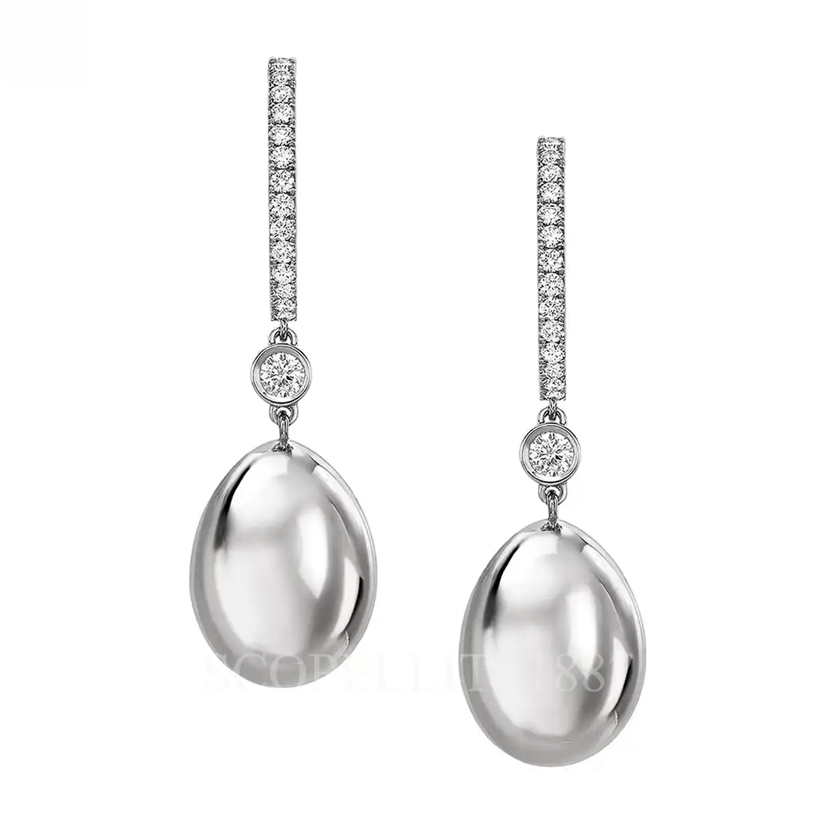 fabergé white gold egg drop earrings