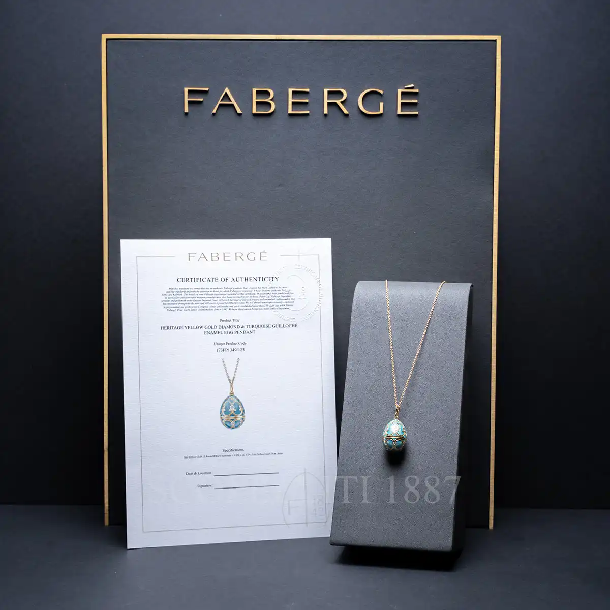 faberge heritage yellow gold diamond turquoise egg pendant