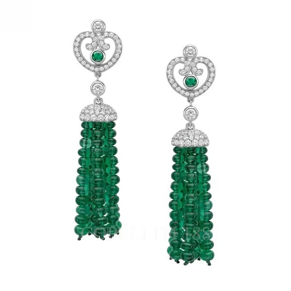 fabergé emerald tassel earrings white gold and diamonds