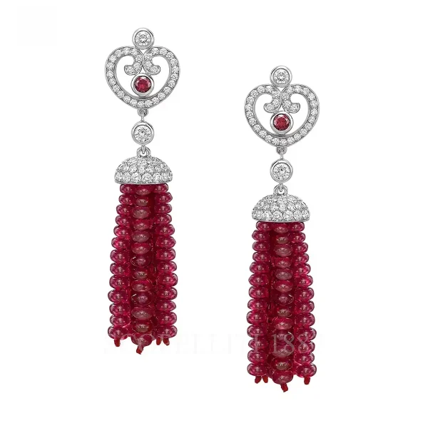 fabergé ruby tassel earrings white gold