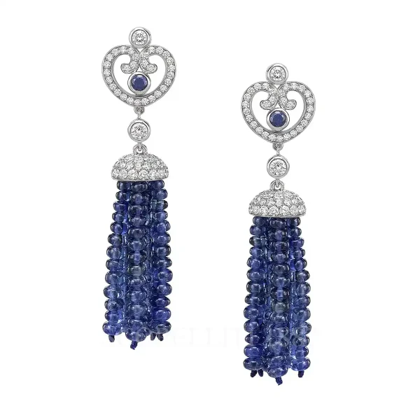 fabergé sapphire tassel earrings white gold