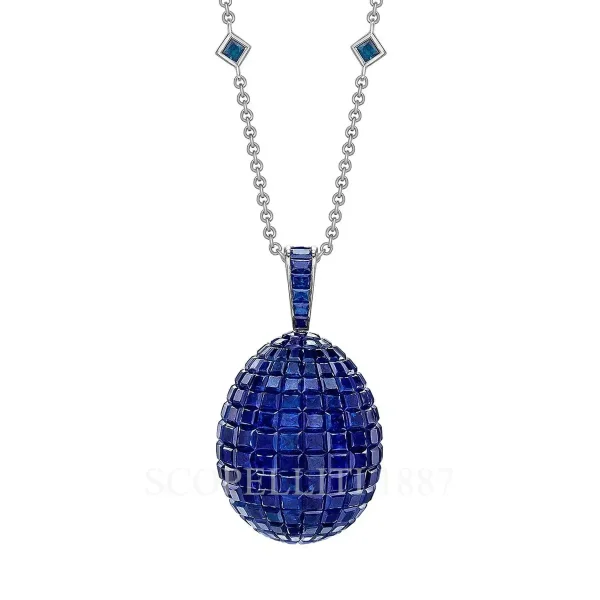 fabergé mosaic blue sapphire egg pendant