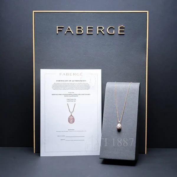 faberge rose gold diamond pink petite egg pendant