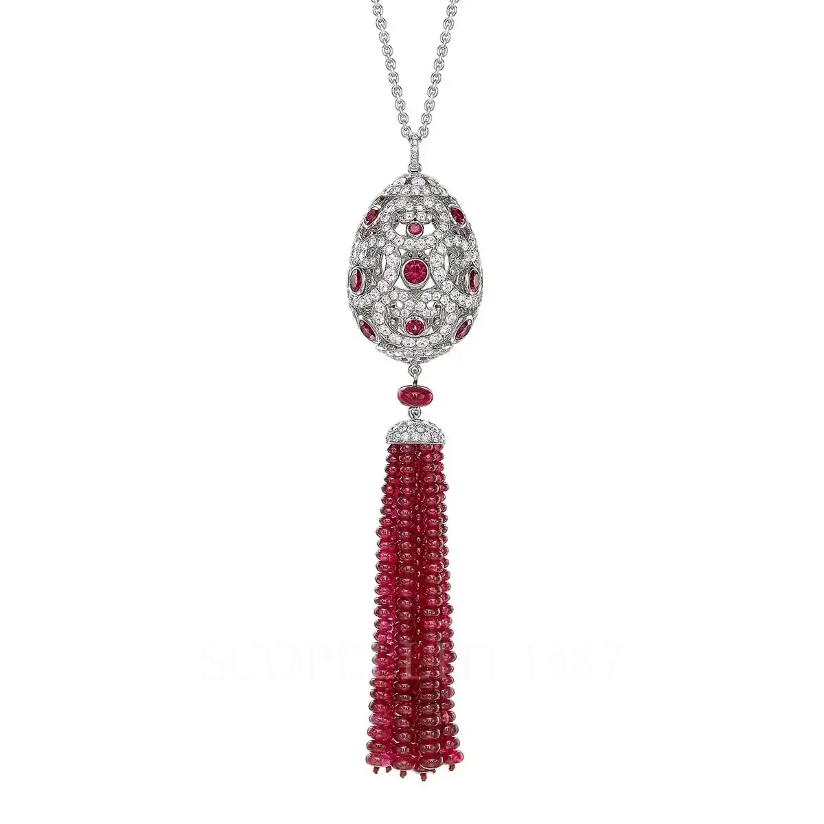 fabergé imperial ruby tassel egg pendant