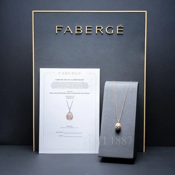 fabergé treillage rose gold egg pendant