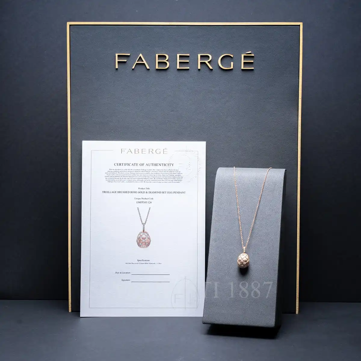 fabergé treillage rose gold egg pendant
