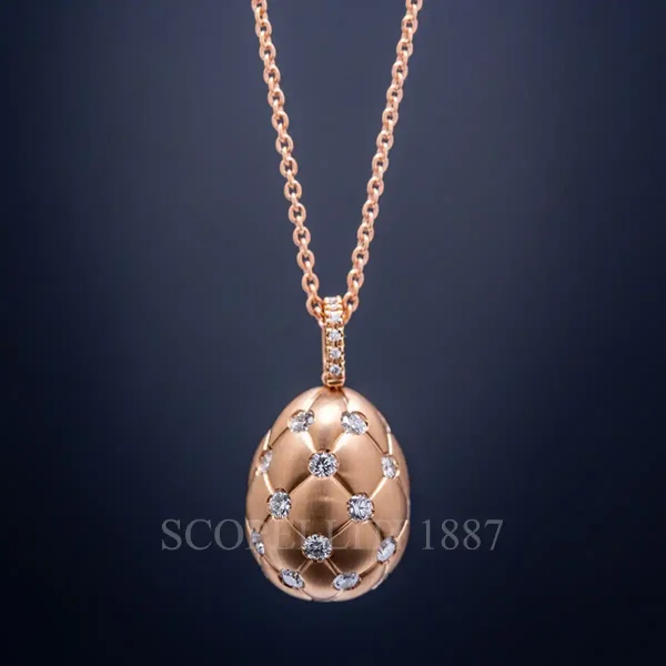 fabergé treillage rose gold egg pendant