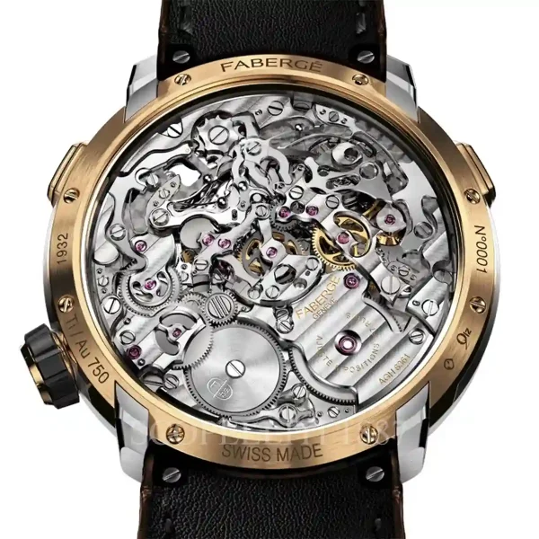 fabergé visionnaire cronograph rose gold watch back view