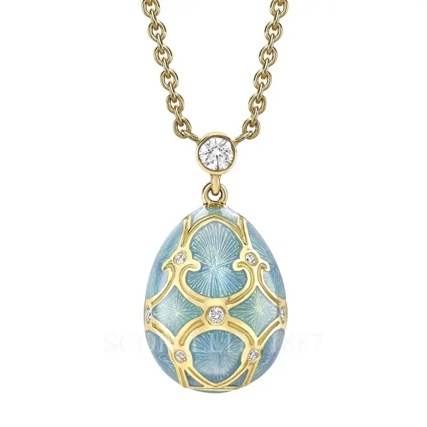 fabergé forever mini enamel egg pendant turquoise