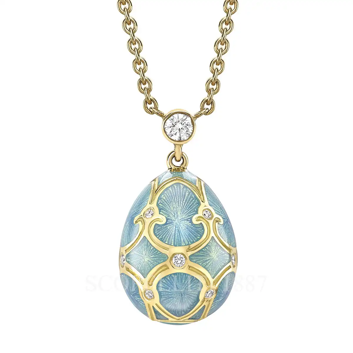 fabergé forever mini enamel egg pendant turquoise