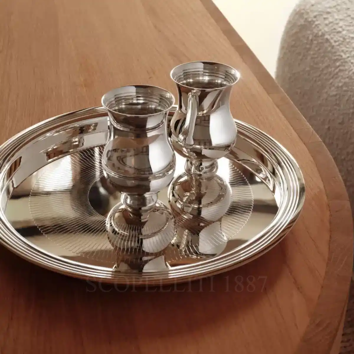 puiforcat pour le champagne tray in sterling silver