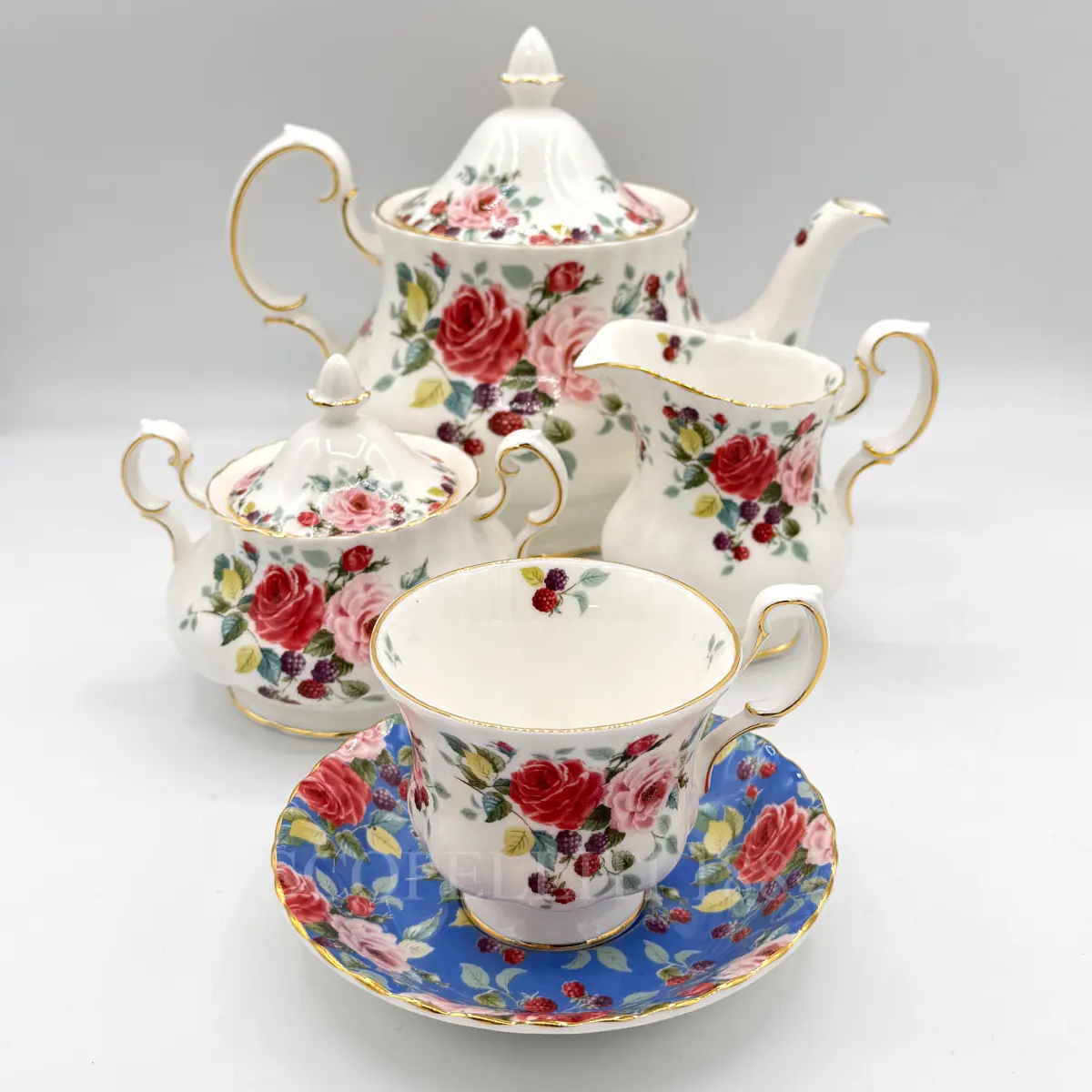 royal albert rosa tea set in fine porcelain
