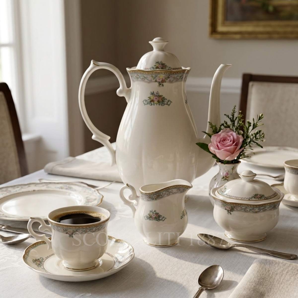 royal bone china solitude coffee set for elegant table
