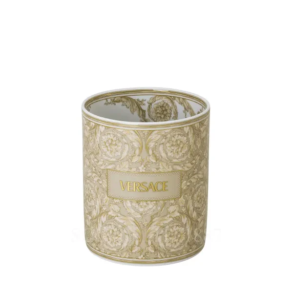 versace barocco beige vase 18 cm fine porcelain front view