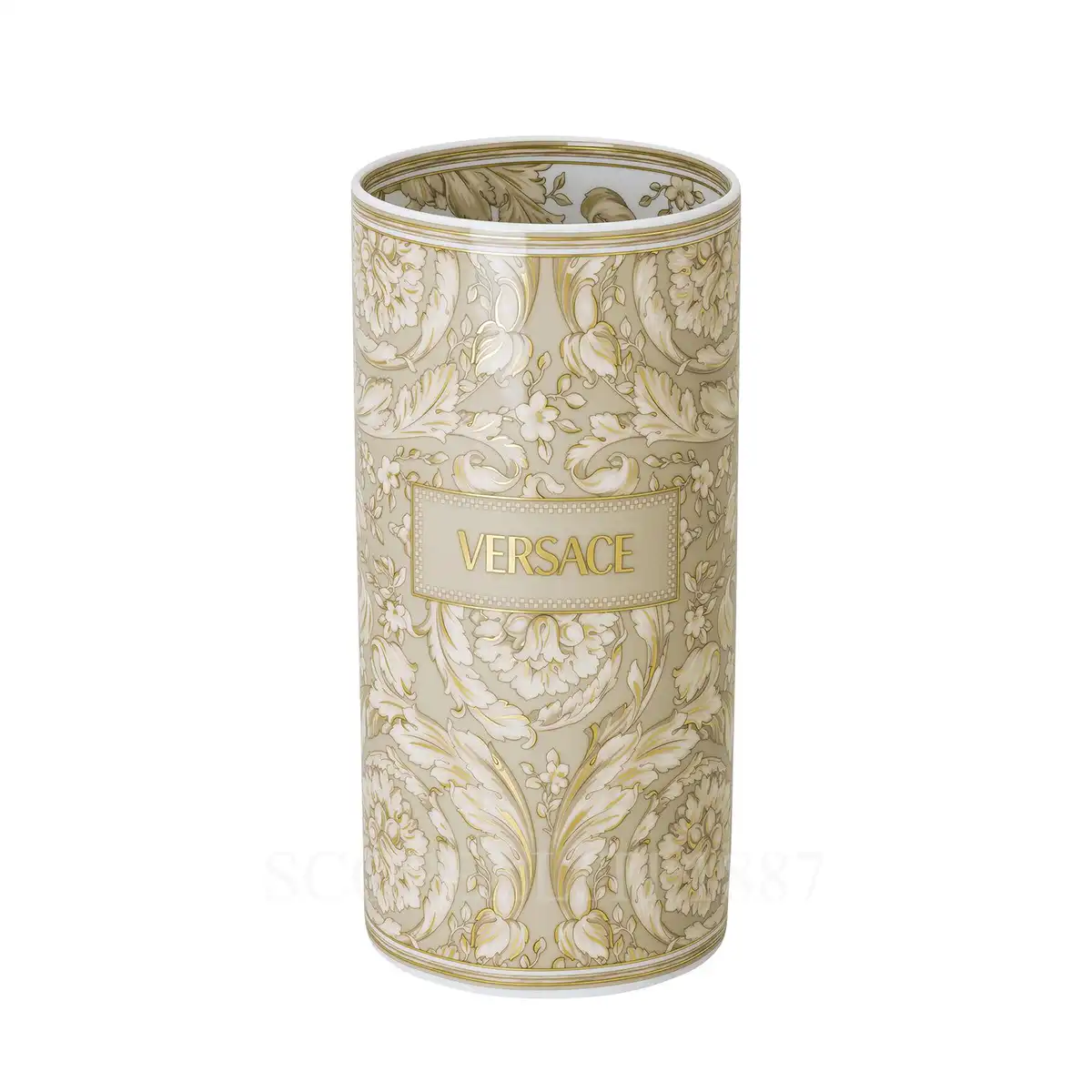 versace barocco beige vase 24 cm fine porcelain front view