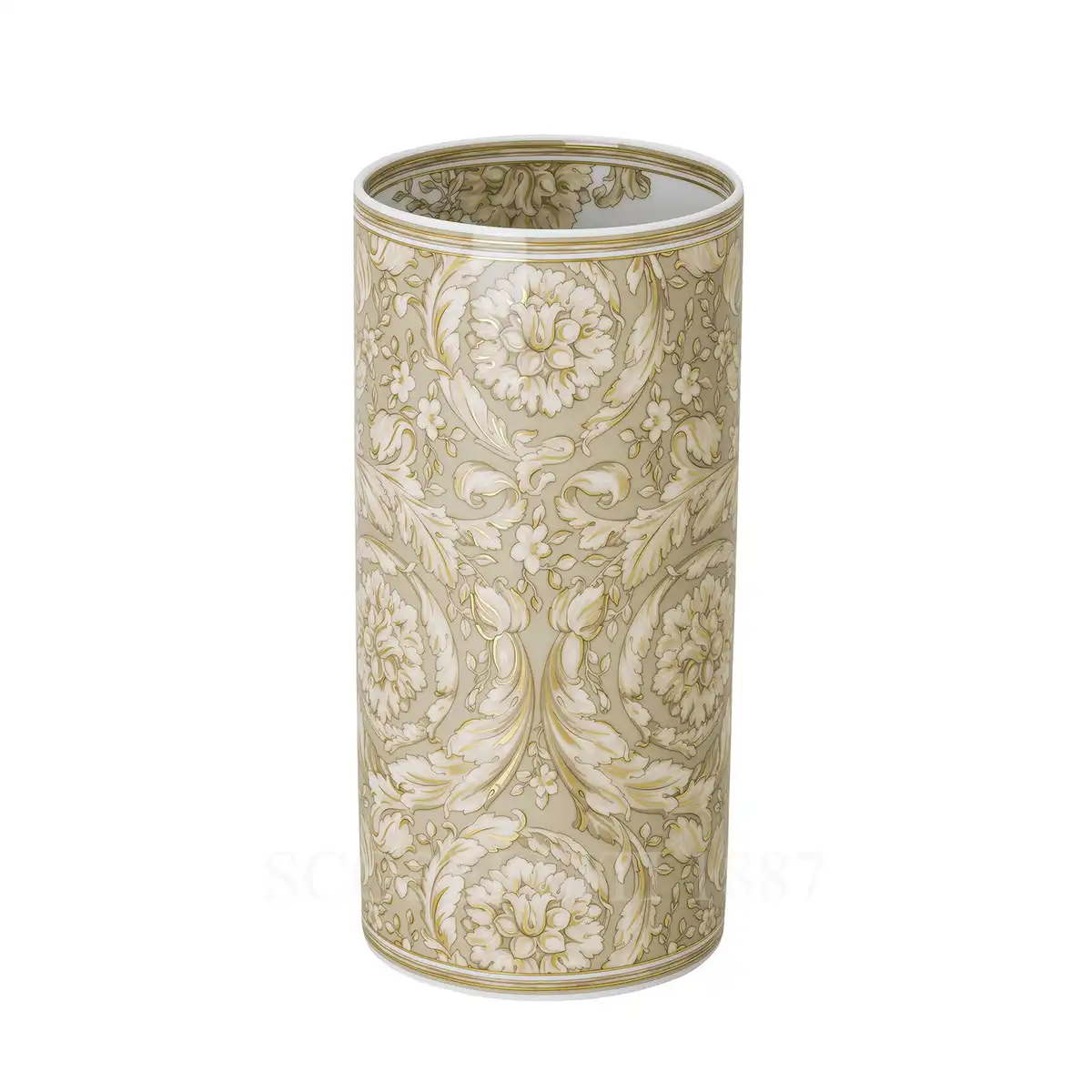 versace barocco beige vase 24 cm fine porcelain back view