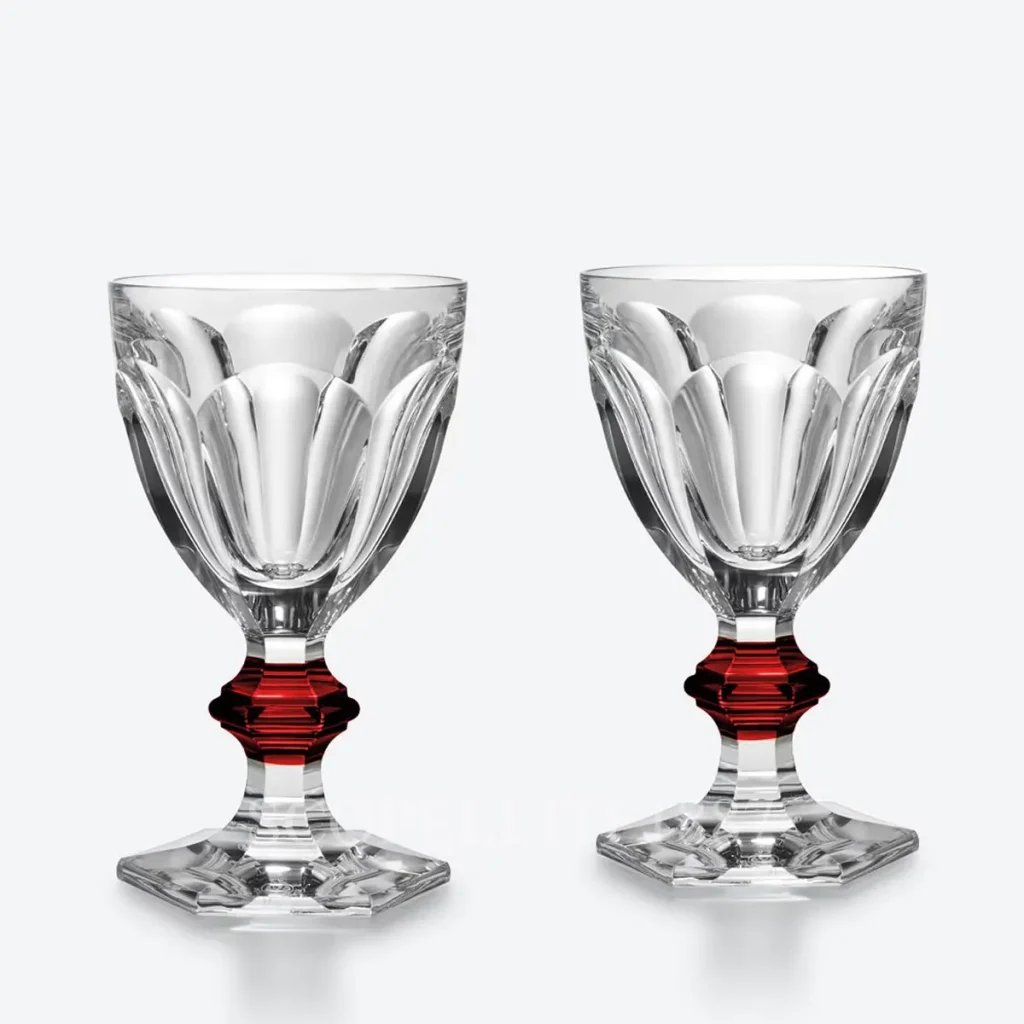 baccarat harcourt 1841 wine glass red knob