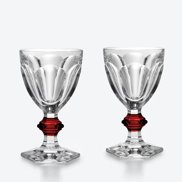 baccarat harcourt 1841 wine glass red knob