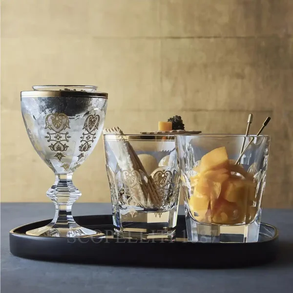 baccarat harcourt empire extra large glass in clear crystal with gold accents