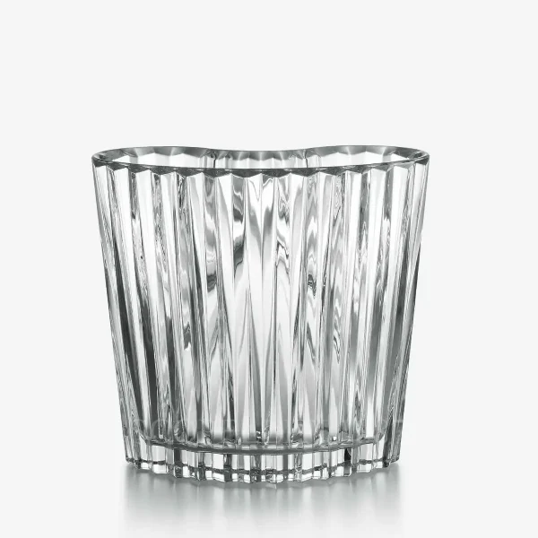 baccarat mille nuits lovers vase in clear crystal, rectangular design with wavy lines