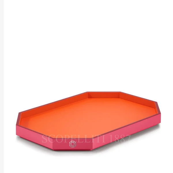 baccarat octogone tray orange small