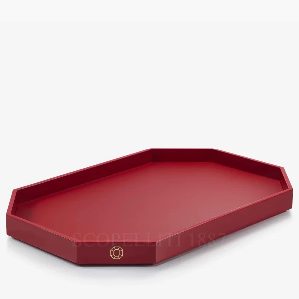 baccarat octogone tray red large