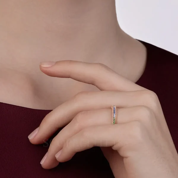 fabergé rose gold eternity ring with mixed gemstones