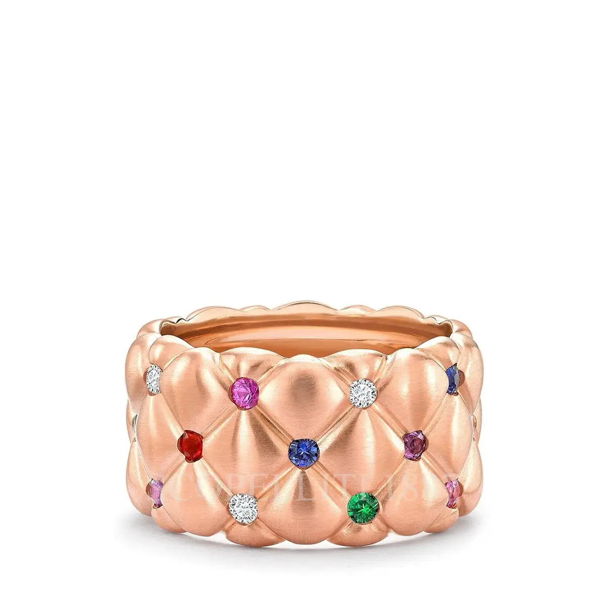 fabergé crown mixed gemstone quilted ring