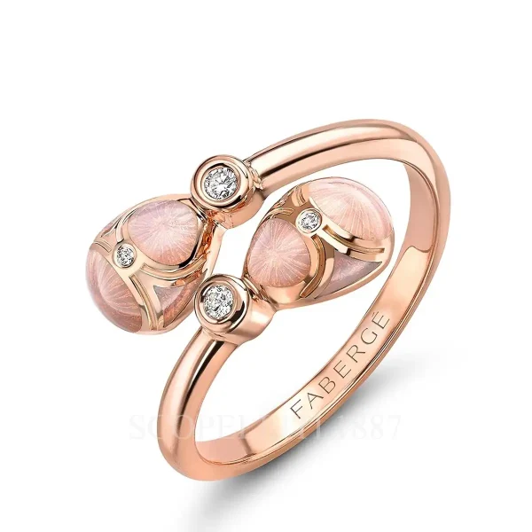 fabergé pink enamel crossover ring