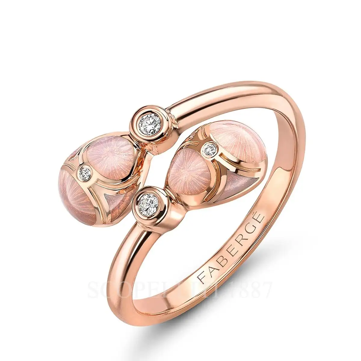 fabergé pink enamel crossover ring
