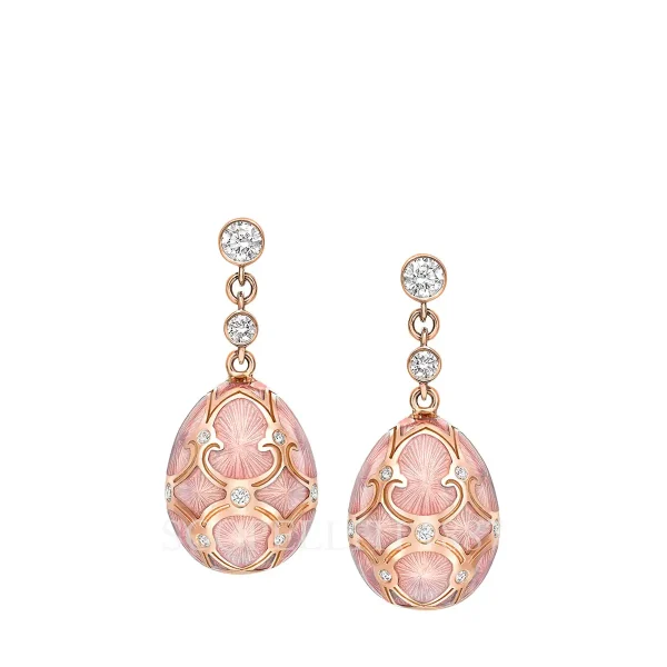 fabergé pink enamel egg drop earrings