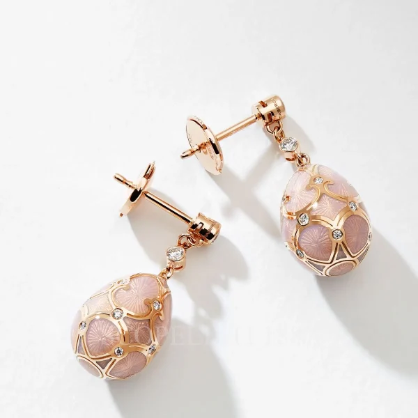 fabergé 18kt rose gold diamond pink earrings heritage side view