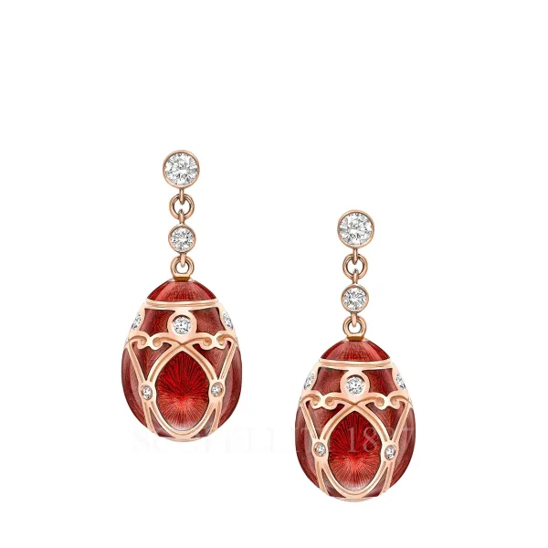 fabergé red egg drop earrings 18kt rose gold red