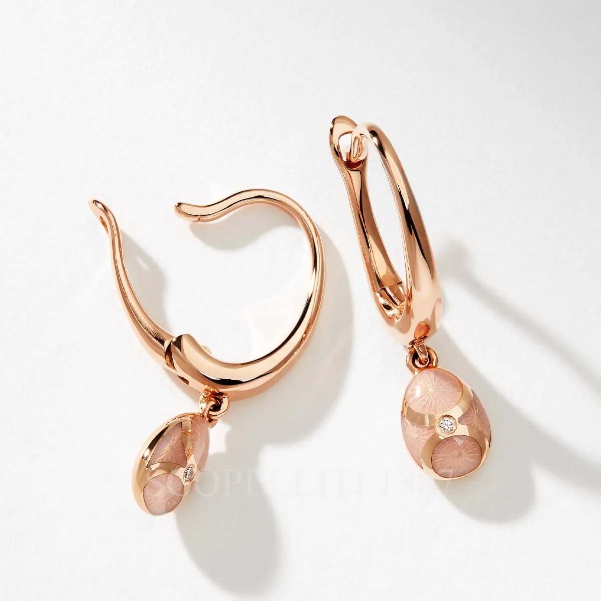 fabergé 18kt rose gold pink drop earrings heritage side view
