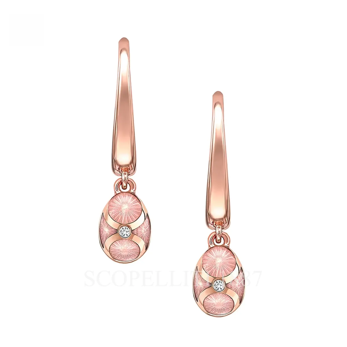 fabergé pink enamel hoop drop earrings