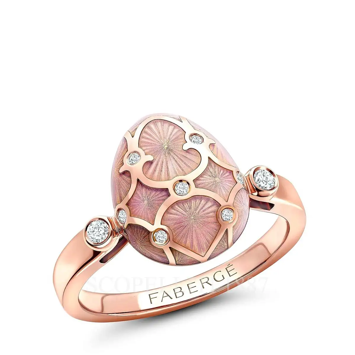 fabergé pink enamel egg ring