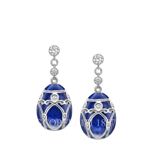 fabergé blue enamel egg drop earrings